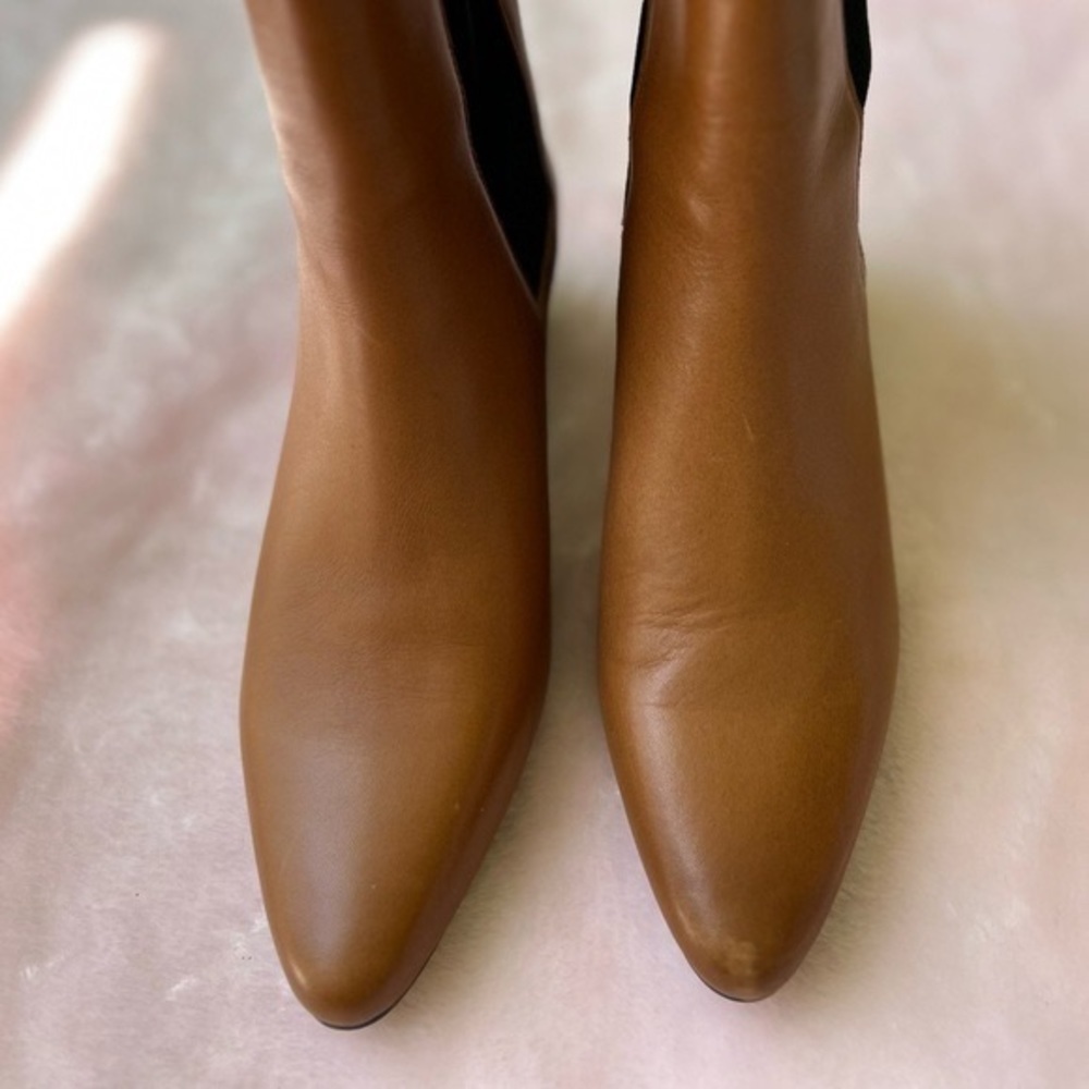 J. Crew Chelsea Brown Size 8 Boots Leather High-Shaft Stacked Heel Boots - Picture 11 of 11